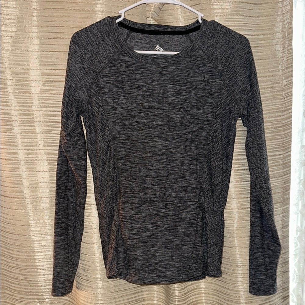 RBX Heather Gray Athletic Long Sleeve Top thumb slots Pullover Size Small